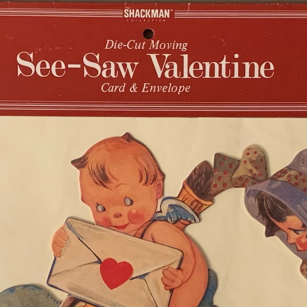 Vintage See-Saw Die-Cut Moving Valentine Card & Envelope (Shackman) - Picture 5 of 11